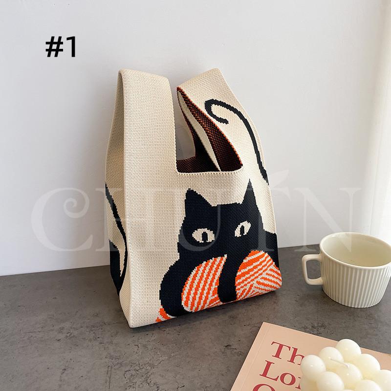 ニット トートバッグ レディース 小さめ 軽量 ニットバッグ ミニバッグ