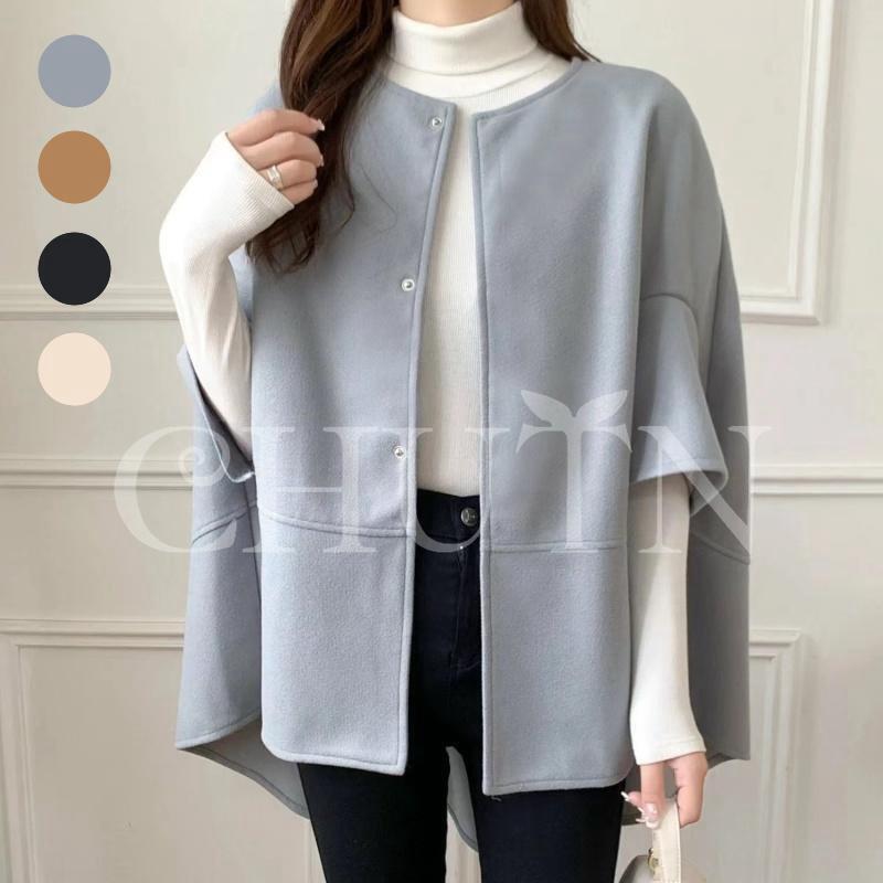 春ポンチョコート レディース ケープコート 秋 冬 アウター 袖