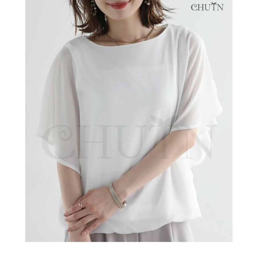 サマーシフォン ブラウス 半袖 オフィス シフォンブラウス 夏 ス