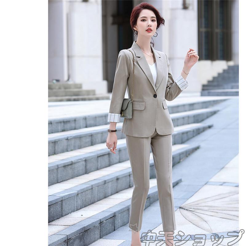 パンツスーツ おしゃれ キャリアスーツ レディース 黒 長袖 リクルートスーツ フォーマル ビジネス オフィス カジュアル セレモニー 通勤ol 韓国風 スーツ Hzhye 中天ショップ 通販 Yahoo ショッピング