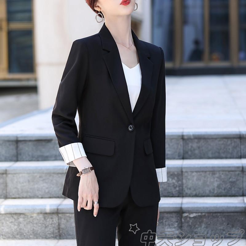 パンツスーツ おしゃれ キャリアスーツ レディース 黒 長袖 リクルートスーツ フォーマル ビジネス オフィス カジュアル セレモニー 通勤ol 韓国風 スーツ Hzhye 中天ショップ 通販 Yahoo ショッピング