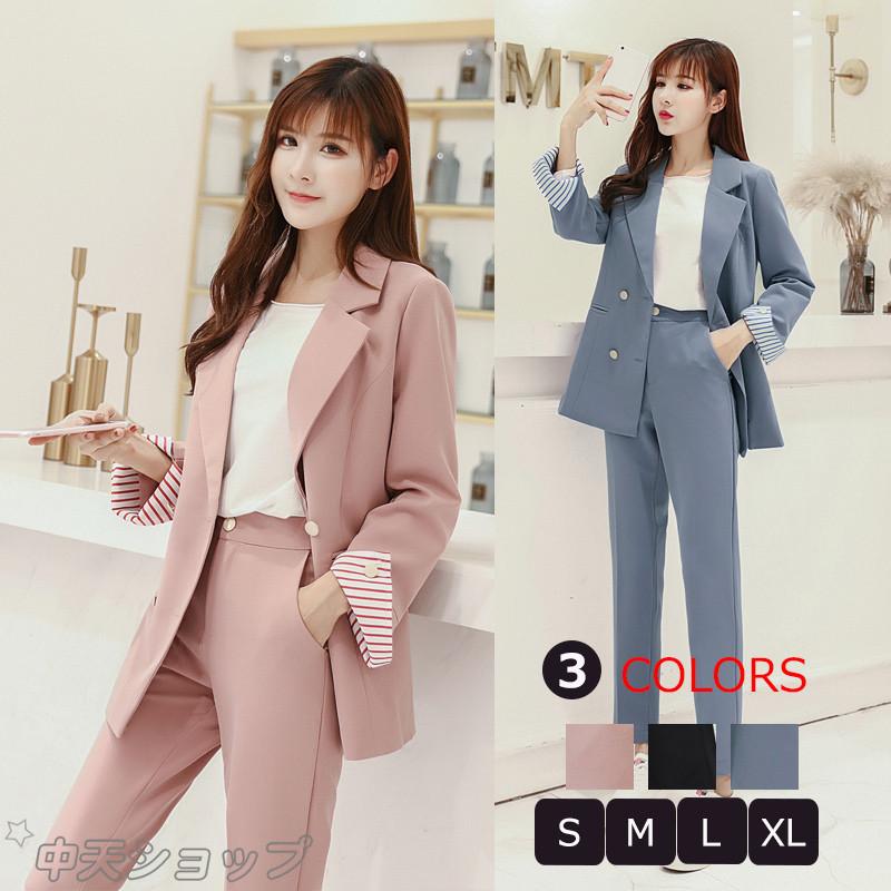 パンツスーツ おしゃれ レディース 秋 無地 長袖 ゆったり ジャケット パンツ フォーマルスーツ オフィススーツ リクルート 着痩せ シンプル 通勤 上品 大人 Hzhye 中天ショップ 通販 Yahoo ショッピング
