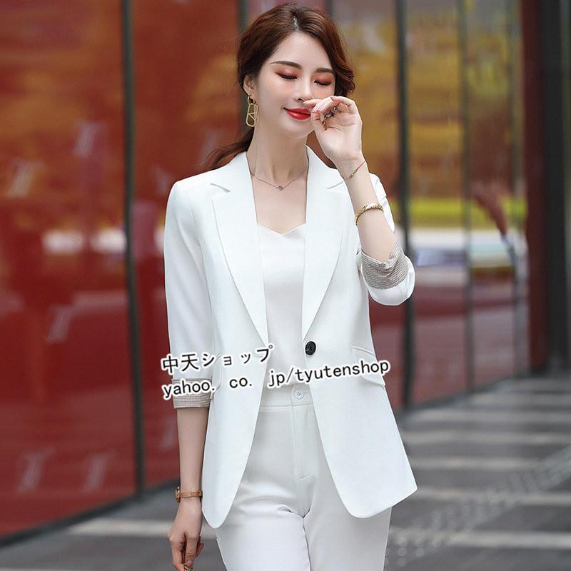 七分袖テーラードジャケット スーツジャケットレディース 30代40代 ビジネスジャケット シングルボタン オフィス 冷房対策 入園式 卒業式 通勤 春夏服新作 Hzhye 中天ショップ 通販 Yahoo ショッピング