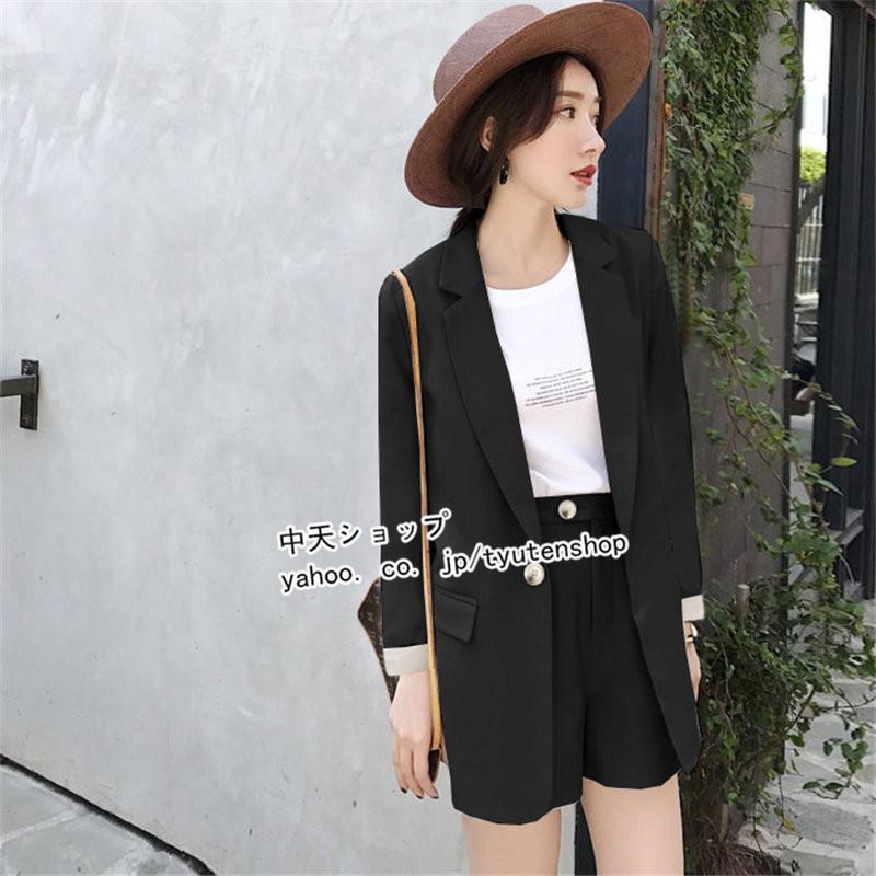 春夏パンツスーツ 黒スーツ レディース 長袖ジャケット ショートパンツ ビジネススーツ テーラード 女性 大きいサイズ 通勤 クールビズ 卒業式 二次会 上品 Hzhye A 中天ショップ 通販 Yahoo ショッピング