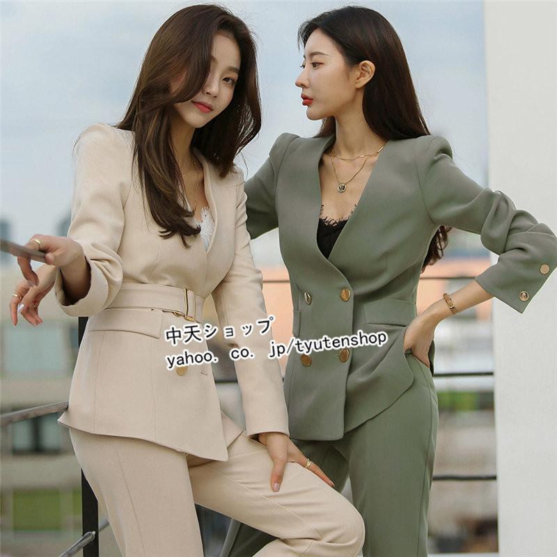 パンツスーツ スーツレディース 2点セット 秋服 長袖ジャケット+ パンツスーツ スーツレディース 2点セット 秋服 長袖ジャケット+