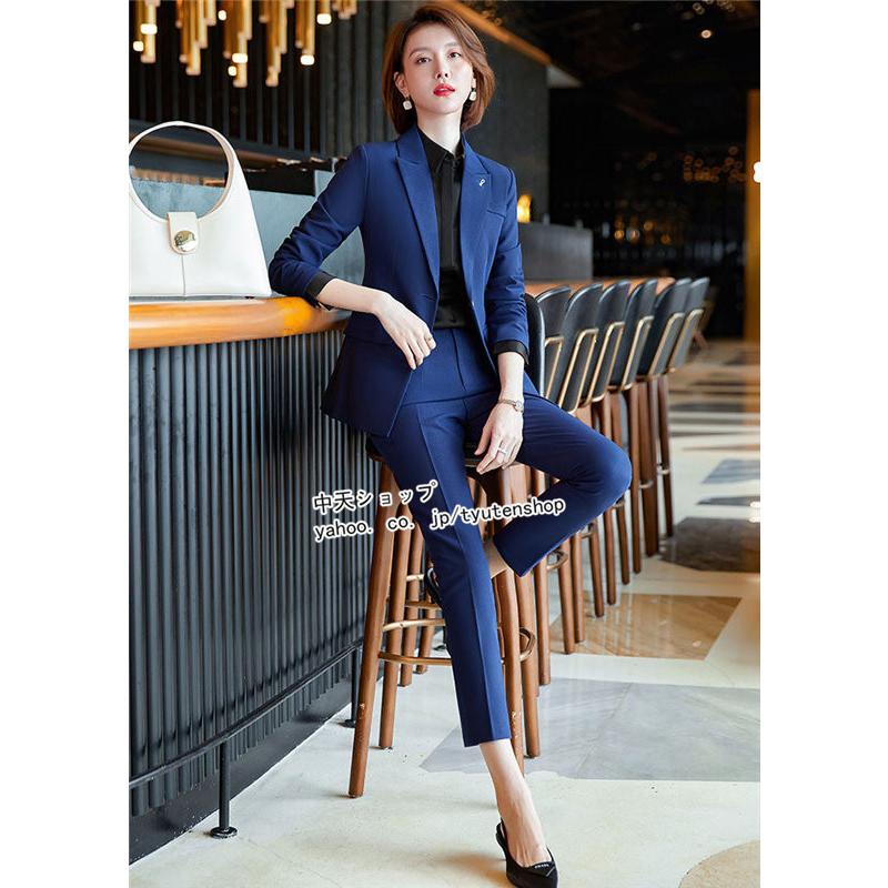 パンツスーツ スーツレディース 2点セット 長袖ジャケット 九分丈パンツ フォーマル ビジネススーツ エレガント 気質 上品 通勤ol 大きいサイズ エレガント Hzhye 中天ショップ 通販 Yahoo ショッピング