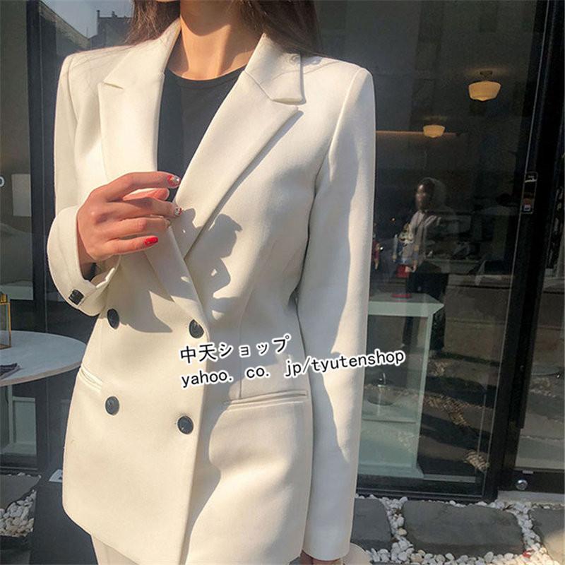 パンツスーツ 2点セット レディース 長袖ジャケット+ロングパンツ