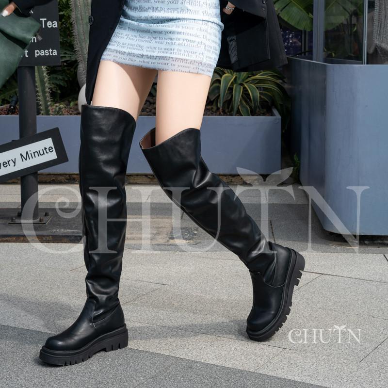 ニーハイブーツ 厚底 ロングブーツレディース 秋冬ニーハイ