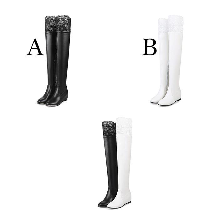 可愛いロングブーツニーハイブーツ ロング ブーツレース黒 白レディース大きいサイズブーツウェッジソールショートブーツ防寒ブーツ19新品 26 5cm Lw 中天ショップ 通販 Yahoo ショッピング