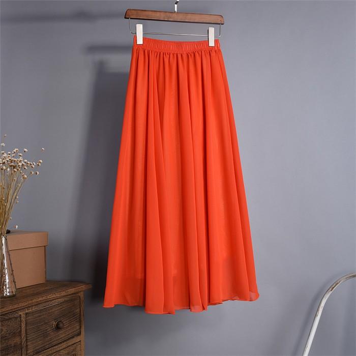 全２４色シフォンスカートマキシスカートフレアスカート シフォンマキシ丈スカート夏 リゾートウエストゴム秋ロングスカート結婚式　発表会80cm/90cm100cm |  | 28