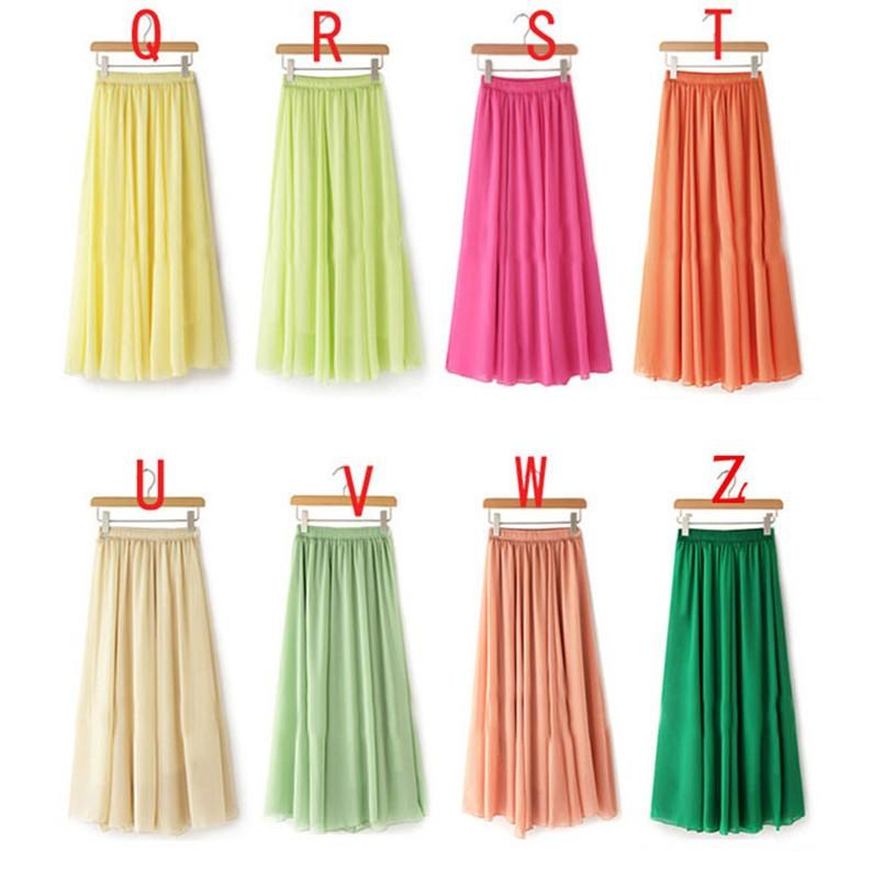 全２４色シフォンスカートマキシスカートフレアスカート シフォンマキシ丈スカート夏 リゾートウエストゴム秋ロングスカート結婚式　発表会80cm/90cm100cm |  | 24