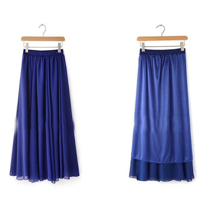 全２４色シフォンスカートマキシスカートフレアスカート シフォンマキシ丈スカート夏 リゾートウエストゴム秋ロングスカート結婚式　発表会80cm/90cm100cm |  | 14