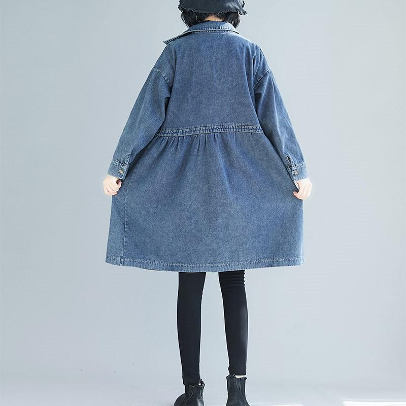 デニムワンピース50代大きいサイズワンピースデニム韓国風膝丈デニム