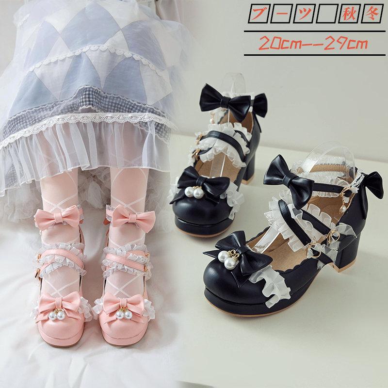 ロリータパンプス 痛くない ストラップパンプス ピンク 靴 パンプス