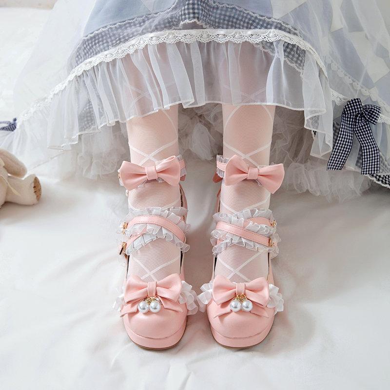 ロリータパンプス 痛くない ストラップパンプス ピンク 靴 パンプス