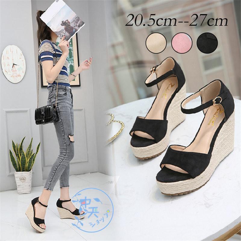 サマーサンダルレディース厚底サマーサンダルストラップウェッジソール 27ｃｍ ジュートサンダル大きいサイズ秋サンダル フォーマル パーディー 通勤 ピンク 100 本物保証