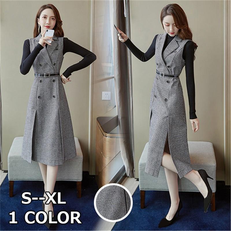 ワンピース レディース Ol風 スーツワンピースセット セーター ワンピース 千鳥格子スーツワンピース 代30代40代 オフィス 通勤 Wly 中天ショップ 通販 Yahoo ショッピング