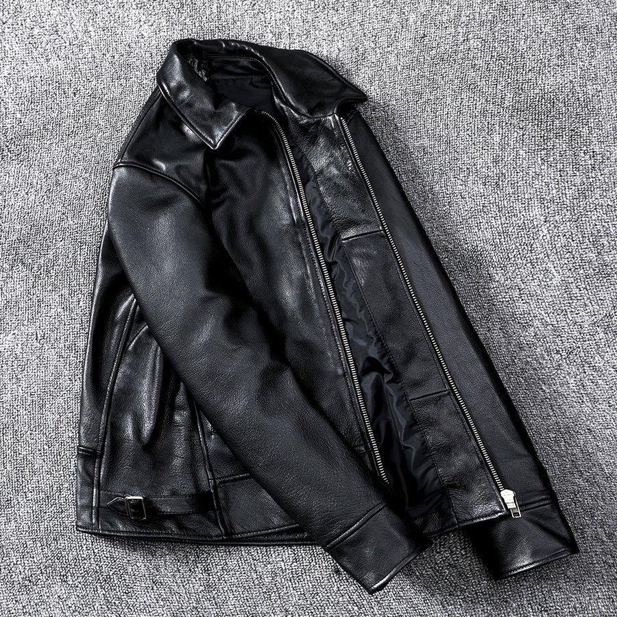 新品本物 ライダース バイク 本革 メンズ レザージャケット 革ジャン 牛革 ライダース バイク 本革 メンズ レザージャケット 革ジャン 牛革 レザーコート ミリタリー ジャケット ブランド 細身 スリムタイプ ショート シングル ジャケット