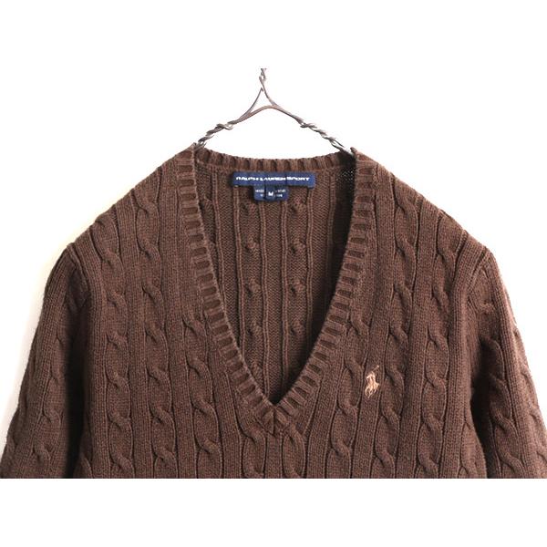 □ ラルフローレン コットン ケーブル ニット セーター ( レディース M