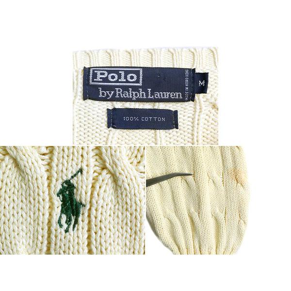 90s □ POLO ポロ ラルフローレン コットン ケーブル ニット セーター