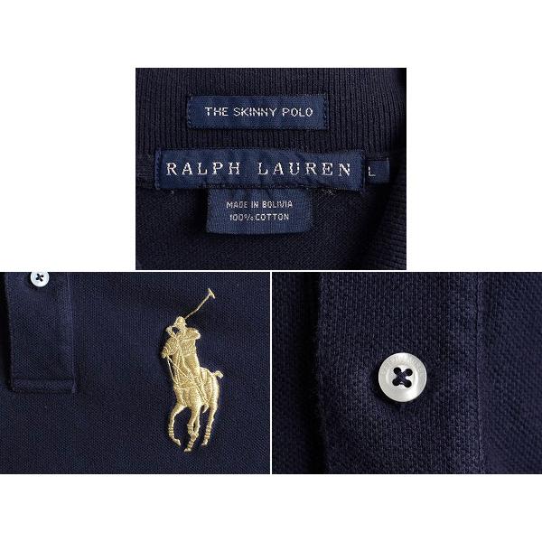 ビッグポニー ■ ラルフローレン 鹿の子 半袖 ポロシャツ レディース L / 古着 POLO 半袖シャツ ポロ カノコ ポニー刺繍 スキニー ネイビー｜tzdfb97470｜04