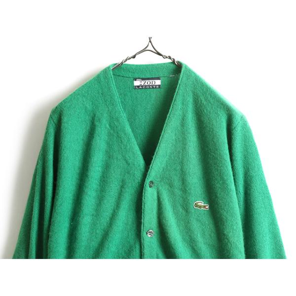 70s ビンテージ □ ラコステ アクリル ニット カーディガン ( メンズ S