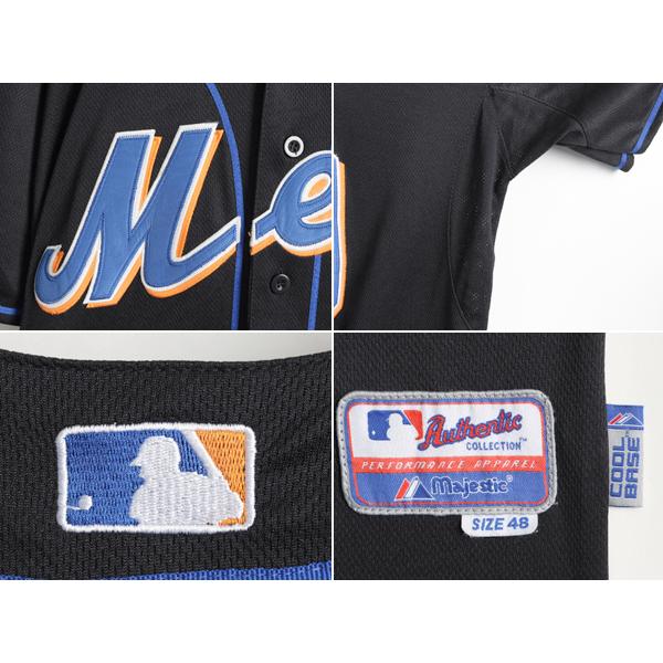 MLB オフィシャル Majestic ニューヨーク メッツ ベースボール シャツ ( 48 メンズ L 程 ) ゲームシャツ ユニフォーム