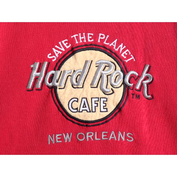90s USA製 ■ ハードロックカフェ スウェット トレーナー メンズ レディース L / 90年代 オールド Hard Rock CAFE NEW ORLEANS ロゴ刺繍 赤｜tzdfb97470｜03