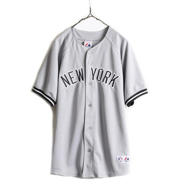 ボーイズ XL メンズ S 程 MLB オフィシャル Majestic ニューヨーク ヤンキース ベースボール シャツ ゲームシャツ
