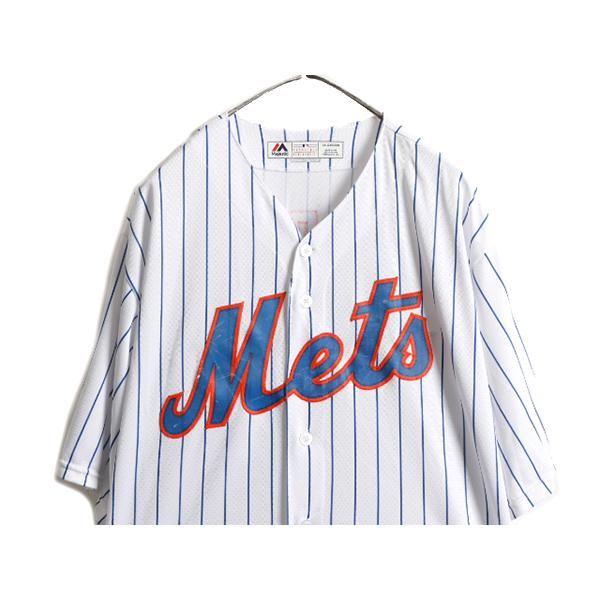 USA製 大きいサイズ 2XL MLB オフィシャル Majestic ニューヨーク メッツ ベースボール シャツ ( メンズ XXL