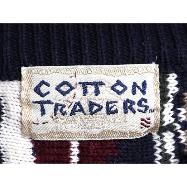 90s ■ COTTON TRADERS 3D 立体編み ニット セーター メンズ XL 程/ 古着 90年代 オールド コットン ヘビーウェイト  ビッグシルエット 総柄