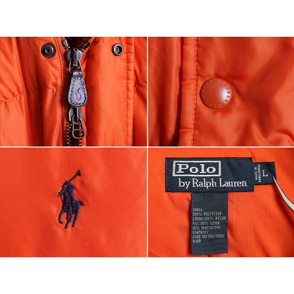 ■ POLO ポロ ラルフローレン ナイロン ダウン ジャケット メンズ L / ジャンパー ブルゾン アウター 収納 フード付き オレンジ ポニー刺繍｜tzdfb97470｜04