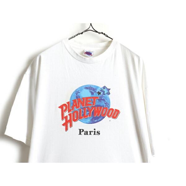 90's USA製 □ プラネットハリウッド ロゴ プリント 半袖 Tシャツ