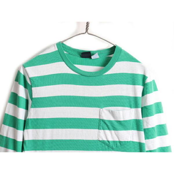 90s USA製 オールド □ LANDSEND ランズエンド 2トーン ボーダー