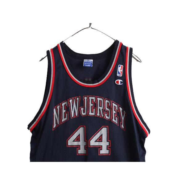 90s ■ チャンピオン NBA オフィシャル ネッツ タンクトップ ( メンズ L ) 古着 90年代 オールド Champion バスケ  ゲームシャツ ユニホーム