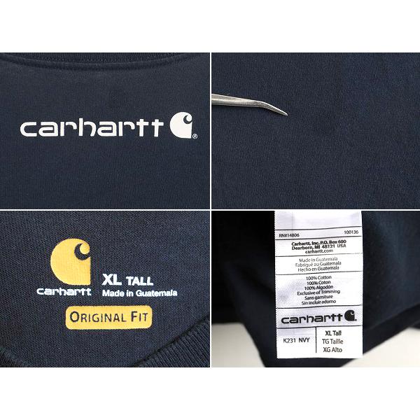 大きいサイズ XL ■ カーハート 袖 プリント コットン 長袖 Tシャツ ( メンズ ) 古着 CARHARTT ロゴTシャツ ロンT クルーネック 袖プリ 紺｜tzdfb97470｜05