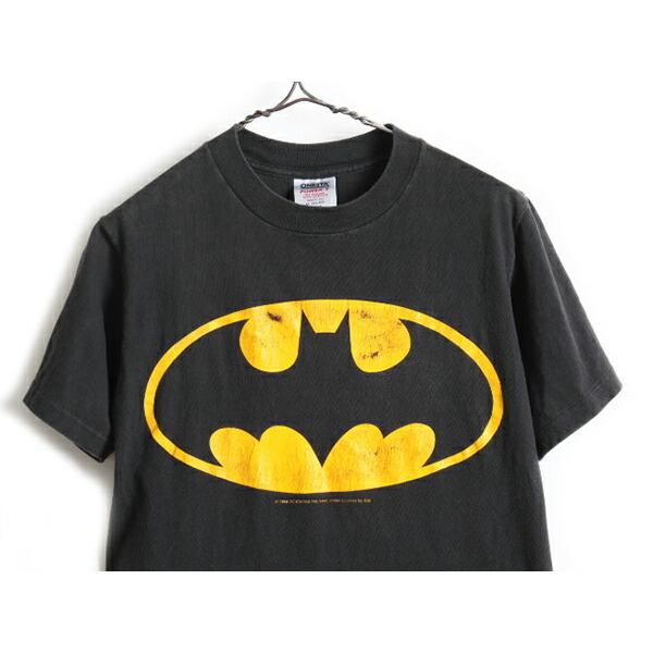 90's USA製 人気 黒 □ バットマン オフィシャル ロゴ プリント 半袖 T