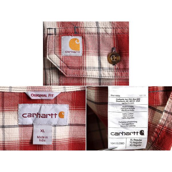 US企画 大きいサイズ XL ■ カーハート チェック ボタンダウン 半袖 シャンブレー シャツ ( メンズ ) Carhartt コットン ワークシャツ 廃盤｜tzdfb97470｜04