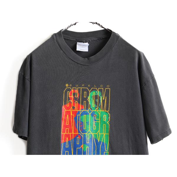 90s USA製 人気 黒 □ 偉人 アート プリント 半袖 Tシャツ ( メンズ L 