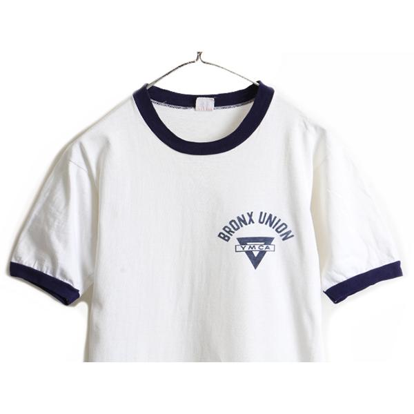 60s ランタグ ビンテージ □ チャンピオン 2段 染み込み プリント 半袖