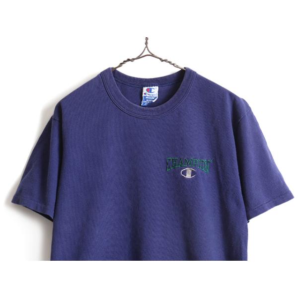 90s USA製 オールド □ チャンピオン ワンポイント ロゴ 刺繍 半袖 T