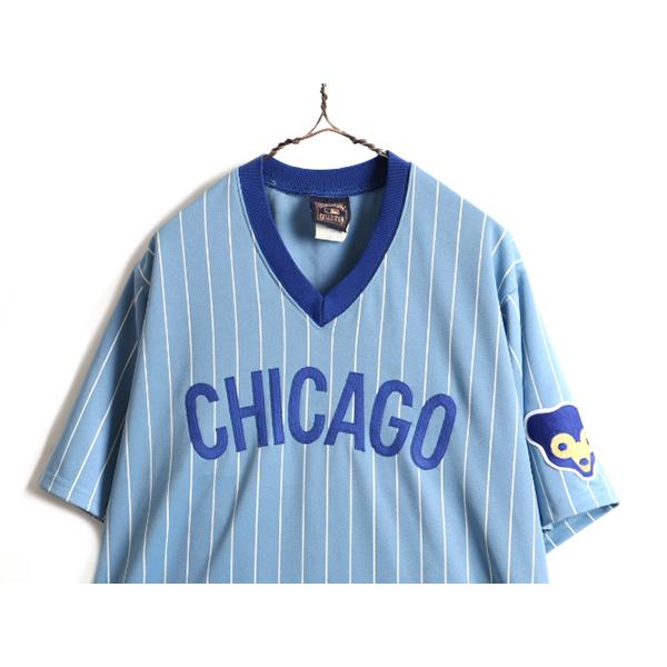 90s USA製 □ MLB オフィシャル Majestic シカゴ カブス ストライプ