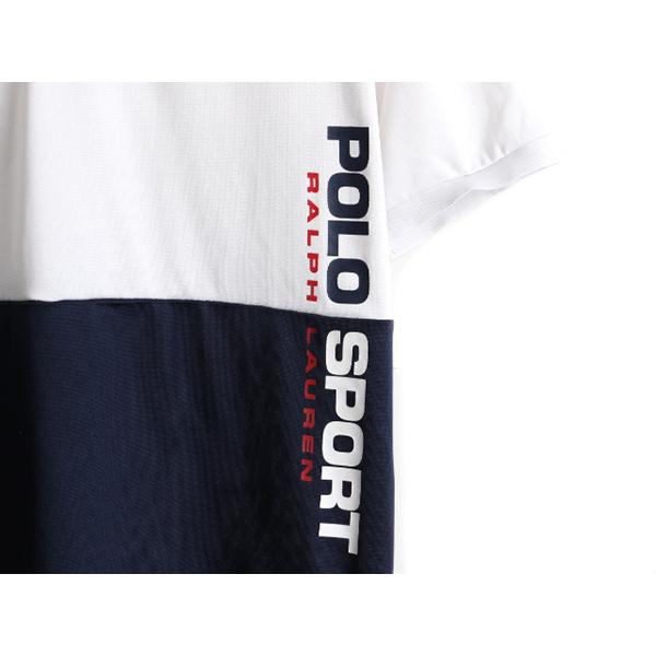 キッズ L メンズ XS レディース S 程 復刻 ■ POLO SPORT ラルフローレン メッシュ 半袖 ポロシャツ 古着 ポロ 半袖シャツ 2トーン 白 紺｜tzdfb97470｜03