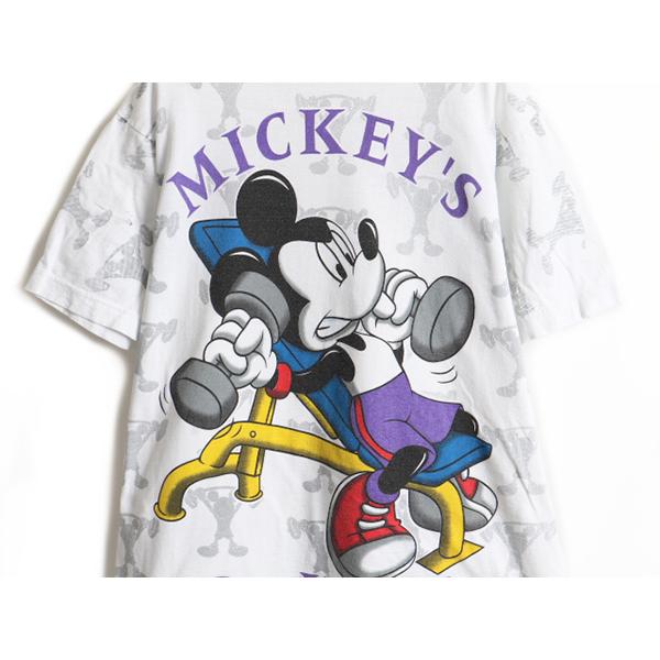 90s □ ディズニー ミッキー マウス 総柄 プリント 半袖 Tシャツ