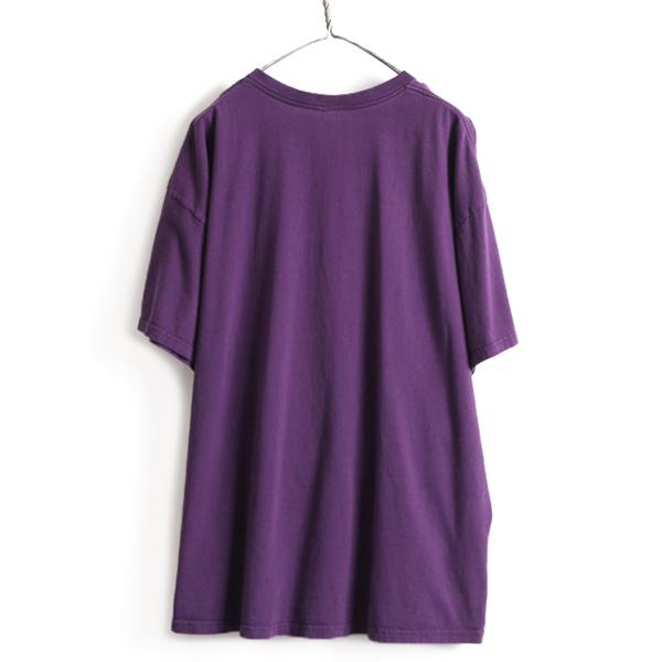 90s USA製 大きいサイズ XXL ■ NIKE スモール スウォッシュ ロゴ刺繍 半袖 Tシャツ ( メンズ ) 古着 90年代 ナイキ ワンポイント ロゴT 紫｜tzdfb97470｜05