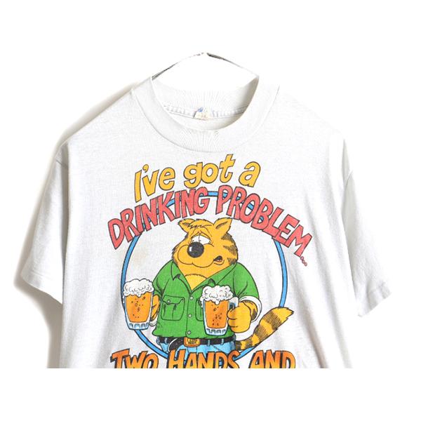 80s USA製 □ ビール キャラクター プリント 半袖 Tシャツ ( L メンズ