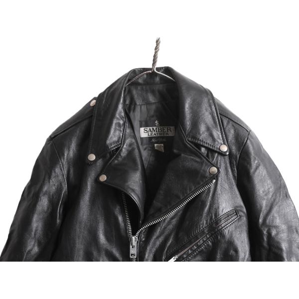 80s SAMBER LEATHER 本革 レザー ダブル ライダース ジャケット 36 