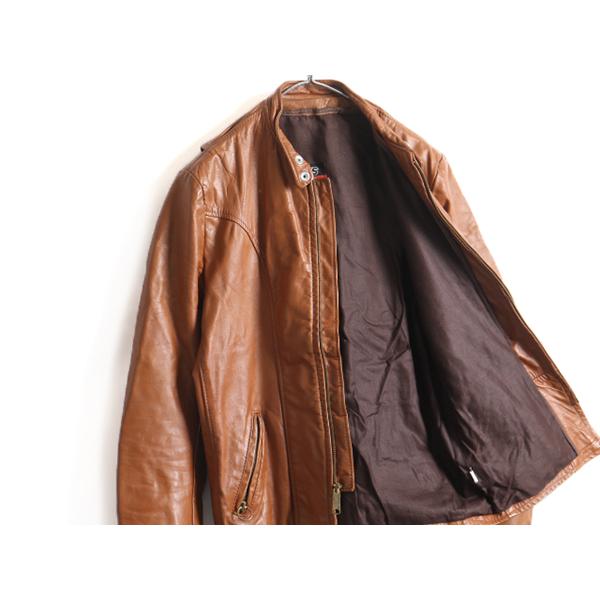 70's USA製 ビンテージ □ Brooks 本革 レザー シングル ライダース