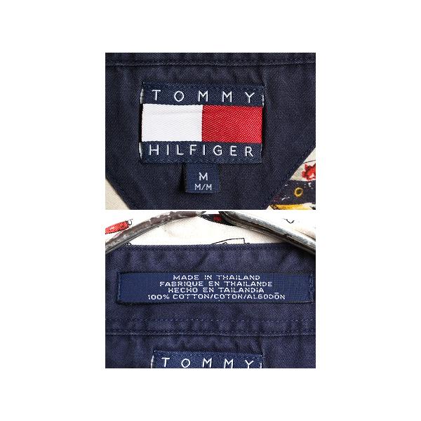 90s ■ トミーヒルフィガー エンブレム 総柄 長袖 ボタンダウン シャツ メンズ M / 90年代 オールド TOMMY HILFIGER コットン ポケット付き｜tzdfb97470｜05