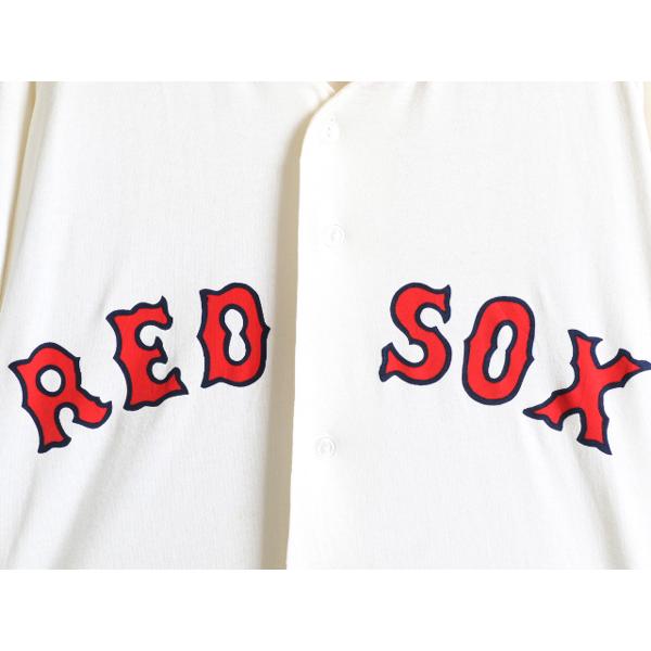 90s USA製 デッドストック ■ MLB オフィシャル ラッセル レッドソックス ベースボール Tシャツ メンズ M/ 新品 90年代 オールド 大リーグ｜tzdfb97470｜03